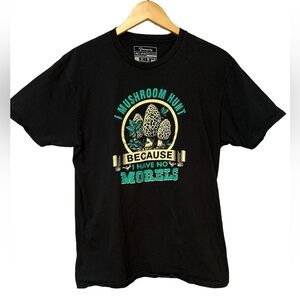 Teespring Mushroom Hunt No Morels Graphic Tee Black Cotton Mens Unisex Large